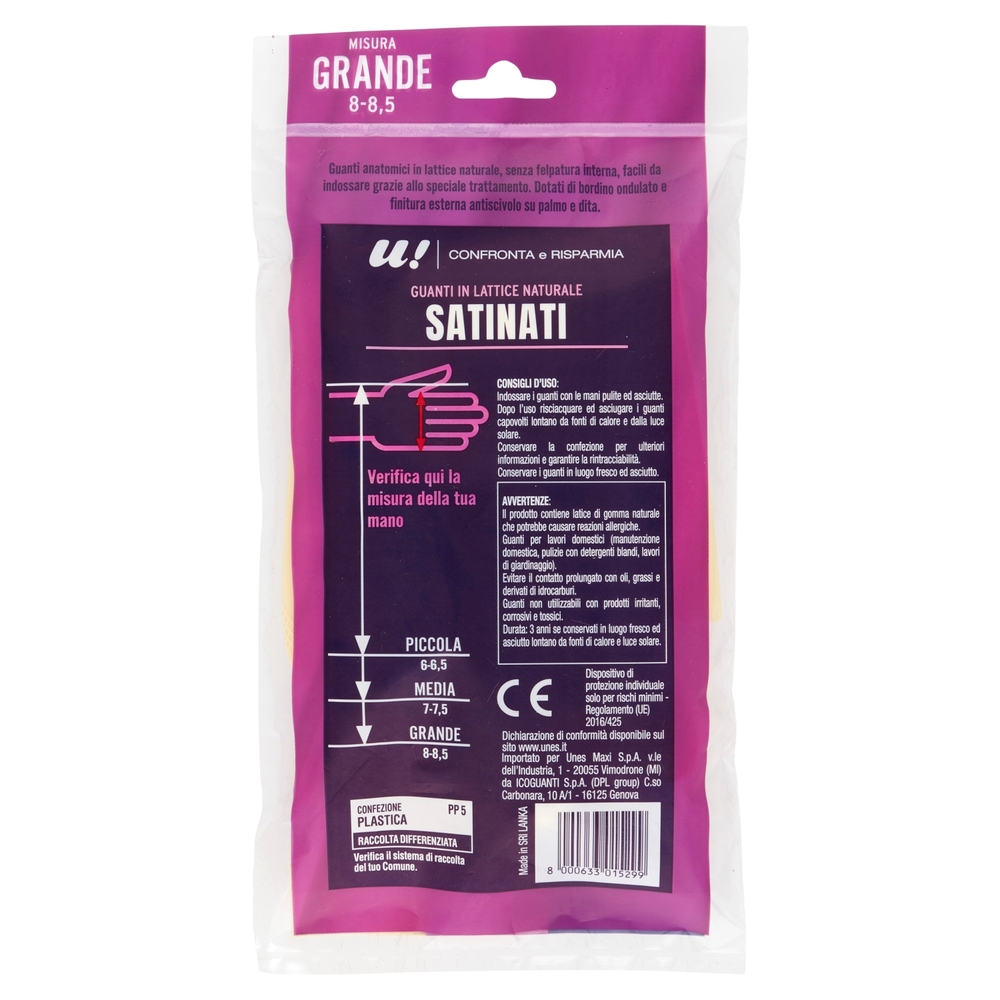 Guanti Satinati in Lattice Naturale 1 Paio Misura Grande U! Confronta e Risparmia